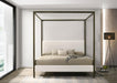 Monroe Upholstered Eastern King Canopy Bed Vanilla