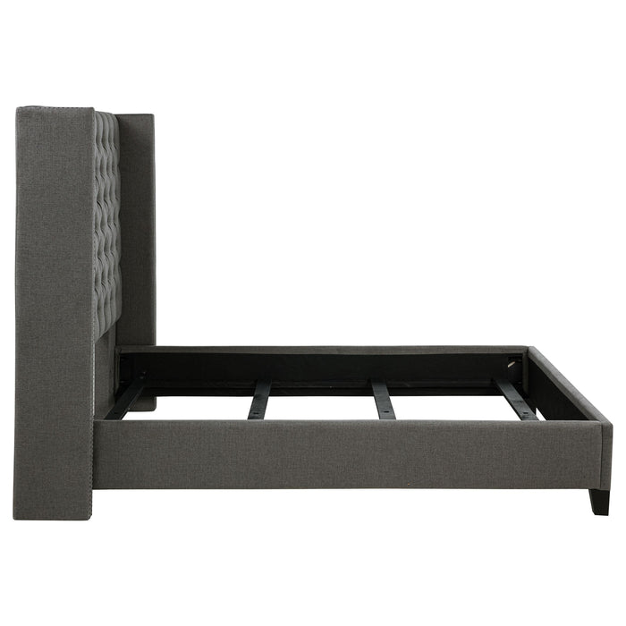 Bancroft Upholstered Full Wingback Bed Grey