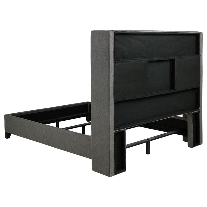 Bancroft Upholstered Queen Wingback Bed Grey