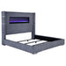 Tisdall Upholstered Eastern King Flame Visualizer Bed Grey