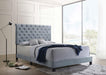 Warner Upholstered Eastern King Panel Bed Slate Blue