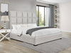 Panes Upholstered Eastern King Panel Bed Beige