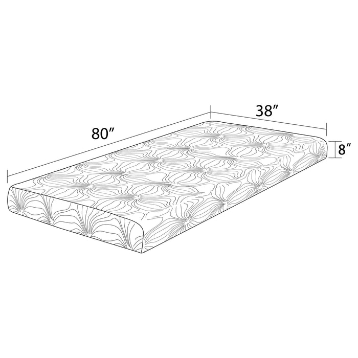 Keegan 8-inch Twin Long Memory Foam Mattress White