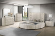 Sonya Upholstered Eastern King Round Storage Bed Ivory