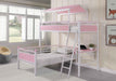 Alexia Twin Over Twin Workstation Bunk Bed Pink and White