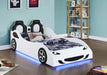 Cruiser Wood Twin LED Race Car Bed and 7-inch Mattress White