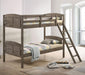 Flynn Wood Twin Over Twin Bunk Bed Weathered Brown