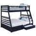 Ashton 2-drawer Wood Twin Over Full Bunk Bed Navy Blue