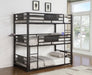 Rogen Metal Twin Triple Bunk Bed Dark Bronze