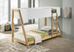 Wyatt Wood Twin Over Twin Bunk Bed White and Natural