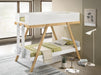 Frankie Wood Twin Over Twin Bunk Bed White and Natural