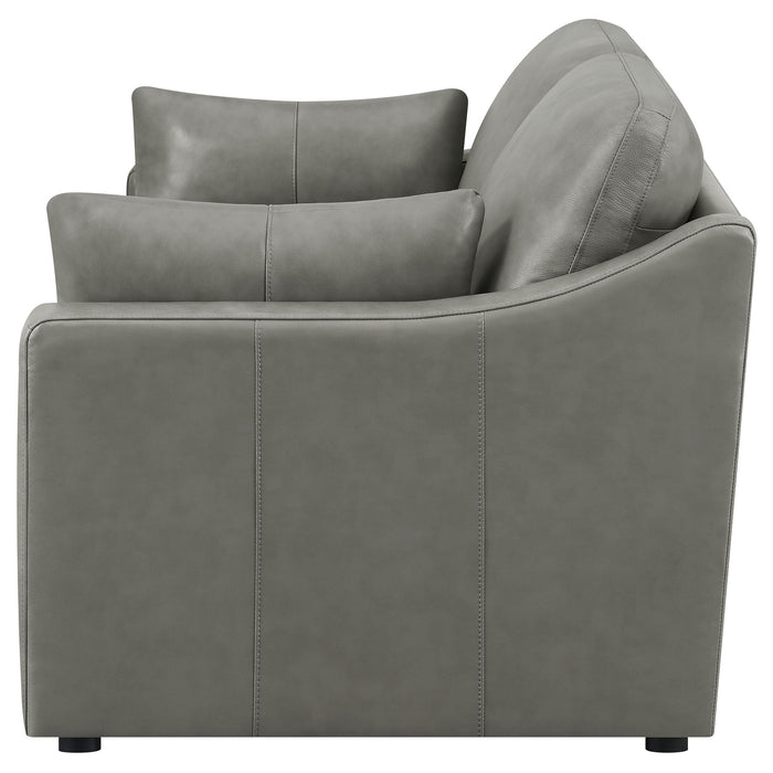 Grayson Leather Upholstered Sloped Arm Loveseat Grey