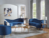 Sophia Upholstered Channel Tufted Barrel Accent Chair Blue