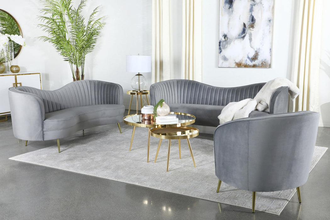 Sophia Upholstered Channel Tufted Barrel Accent Chair Grey