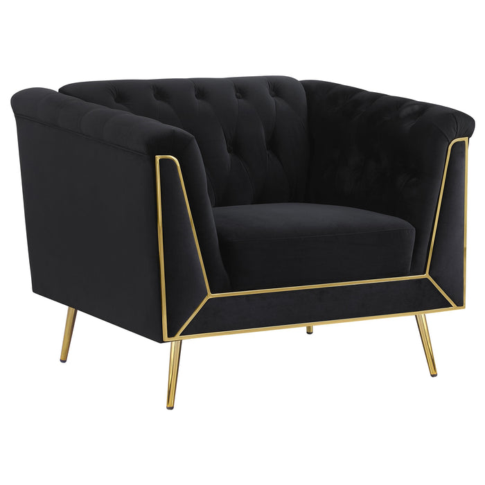 Holly Upholstered Tuxedo Arm Tufted Accent Chair Black