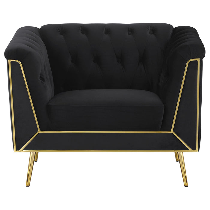 Holly Upholstered Tuxedo Arm Tufted Accent Chair Black