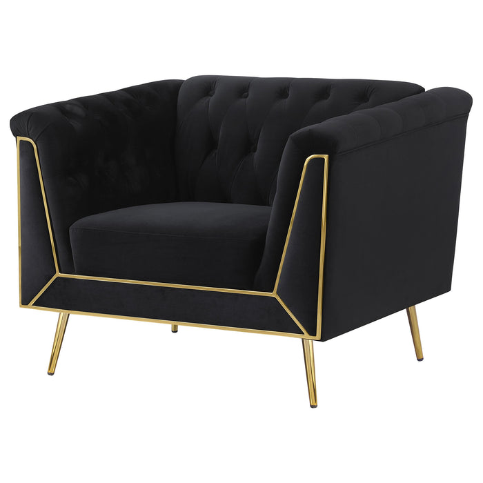 Holly Upholstered Tuxedo Arm Tufted Accent Chair Black