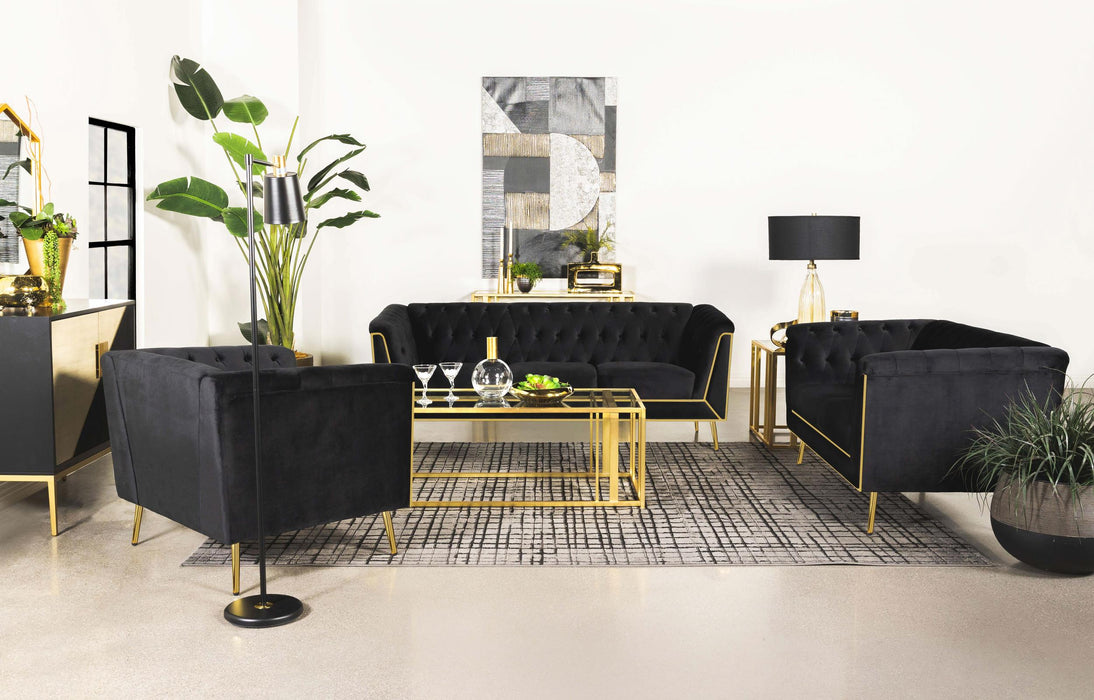 Holly Upholstered Tuxedo Arm Tufted Accent Chair Black