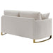 Corliss Upholstered Curved Track Arm Loveseat Beige