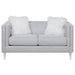 Glacier Upholstered Tuxedo Arm Tufted Loveseat Light Grey