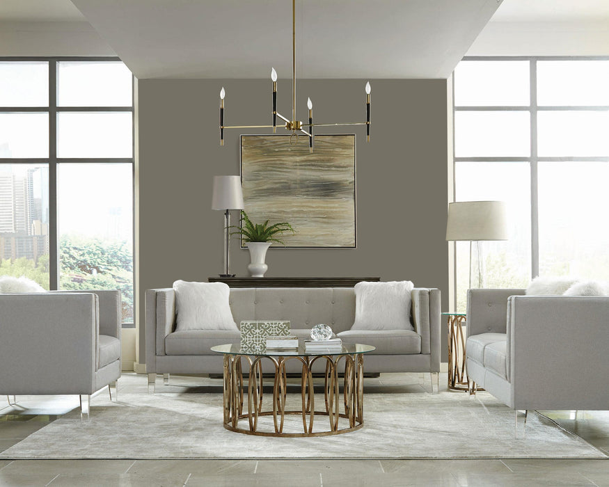 Glacier Upholstered Tuxedo Arm Tufted Loveseat Light Grey