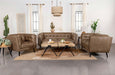 Thatcher Upholstered Tuxedo Arm Tufted Sofa Brown