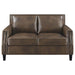 Leaton 2-piece Upholstered Recessed Arm Sofa Set Brown Sugar
