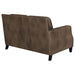 Leaton Upholstered Recessed Arm Loveseat Brown Sugar