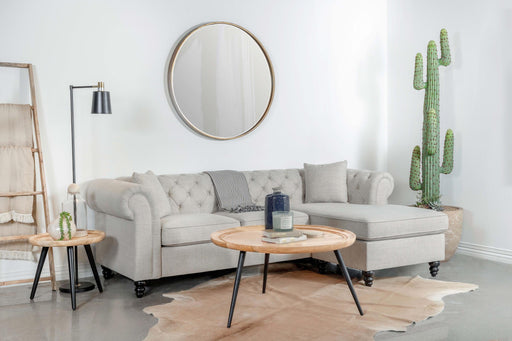Cecilia Upholstered Tufted Chaise Sectional Sofa Oatmeal