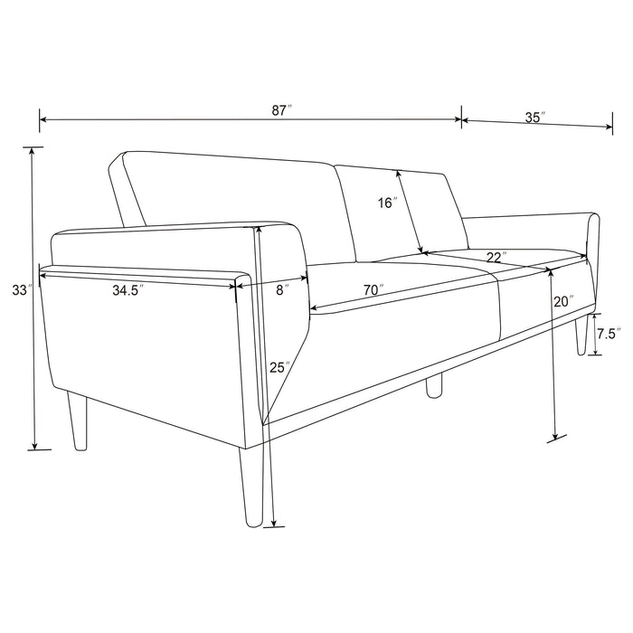 Rilynn 3-piece Upholstered Track Arm Sofa Set Brown