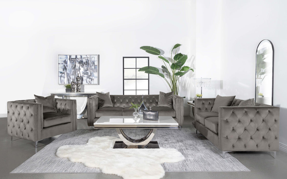 Phoebe Upholstered Tuxedo Arm Tufted Chair Urban Bronze