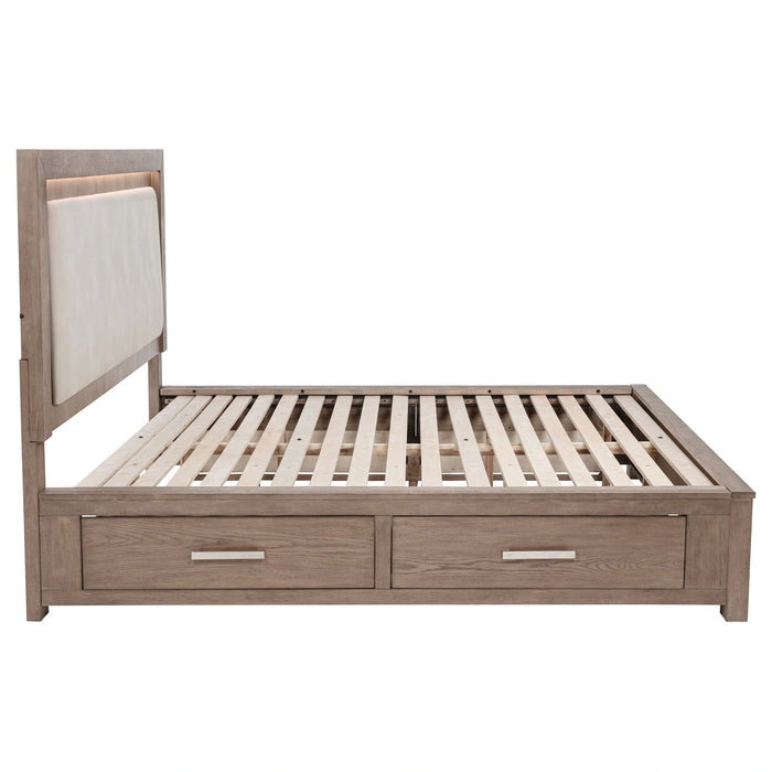 Kenora Panel Platform Storage Bed with LED Lighting