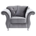 Frostine Upholstered Rolled Arm Tufted Accent Chair Silver