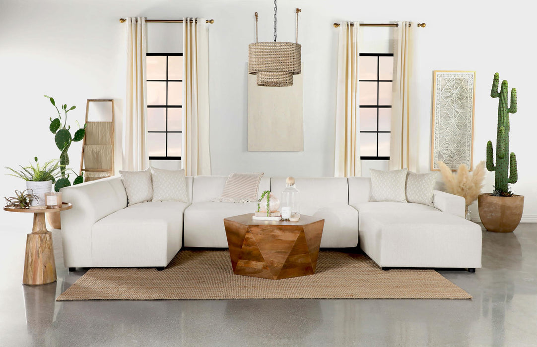 Freddie 6-piece Upholstered Modular Sectional Sofa Pearl