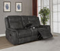 Lawrence Upholstered Padded Arm Reclining Loveseat Charcoal