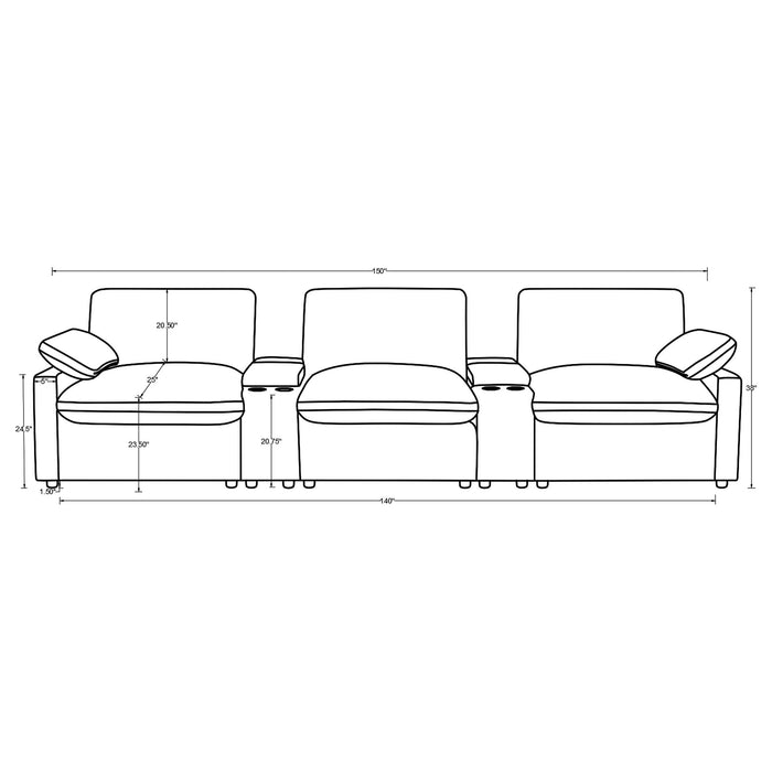 Collins 5-piece Power Reclining Home Theater Seating Dark Grey
