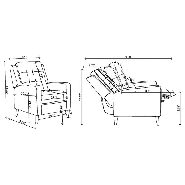 Davidson Upholstered Tufted Push Back Recliner Grey