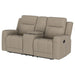 Brentwood Upholstered Motion Reclining Loveseat Taupe