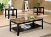 Flores 3-piece Faux Marble Top Coffee Table Set Cappuccino