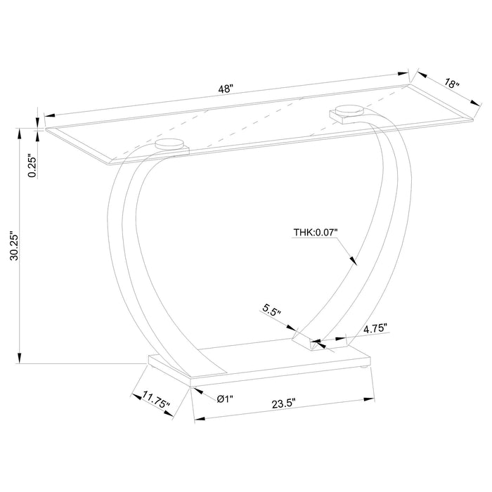 Pruitt Glass Top Metal Base Console Table Satin Silver