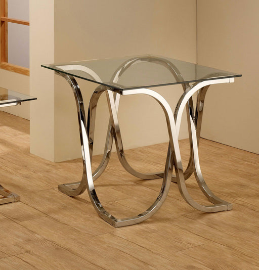 Tess Square Glass Top Metal Side End Table Nickel