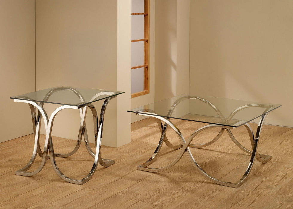 Tess Square Glass Top Metal Side End Table Nickel
