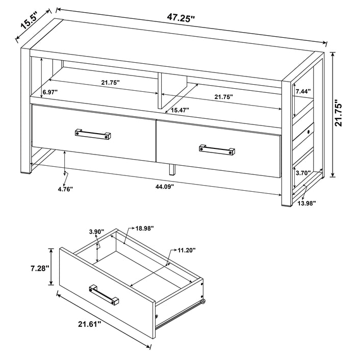 James 2-drawer Engineered Wood 48-inch TV Stand Distressed Pine