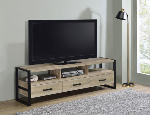 James 3-drawer Engineered Wood 71-inch TV Stand Distressed Pine
