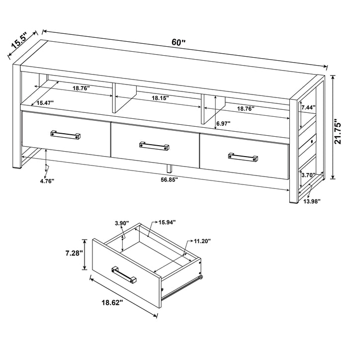 James 3-drawer Engineered Wood 60-inch TV Stand Dark Pine