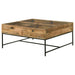 Stephie 4-drawer Square Glass Top Coffee Table Honey Brown