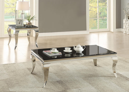Carone 2-piece Glass Top Coffee and End Table Set Black