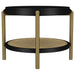 Arini Round End Side Table With Storage Shelf Black
