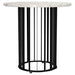 Haven Round Genuine White Marble Top End Side Table Black