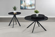 Briggs Round Marble Printed Glass Top End Table Black